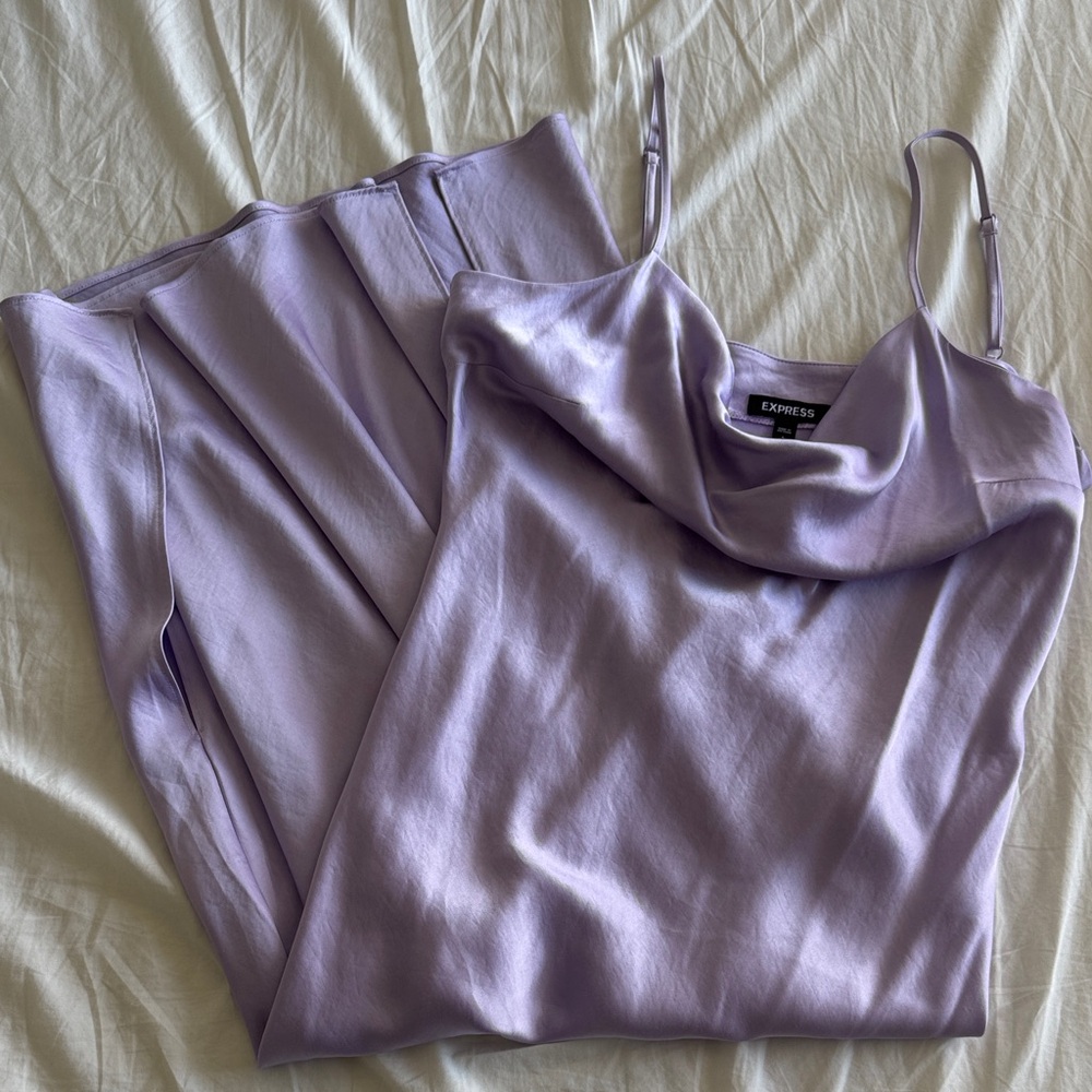 Express Cowl Neck Lavender Satin Dress